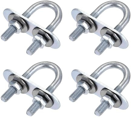 MACHSWON Round U-Bolt,8 Set Zinc Plated Alloy Steel M6 U Bolts 16mm(0.63) Inner Width 46mm Length with Nuts and Frame Plate for Automobiles Boat Trailer