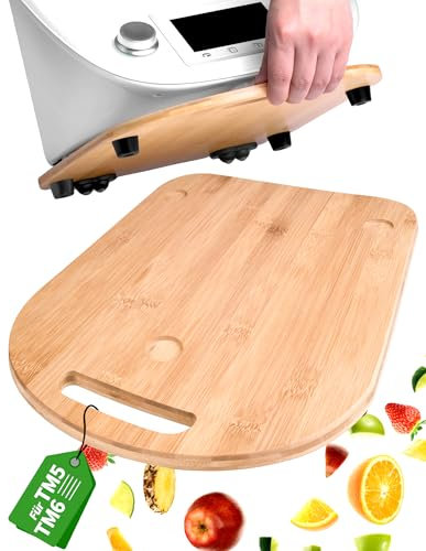 NETONDA Planche Coulissante pour Thermomix TM6/TM5 Support pour Thermomix avec 4 360° Poulie Bambou Bois Plateau/Slider Accessoire pour Thermomix - Bambou