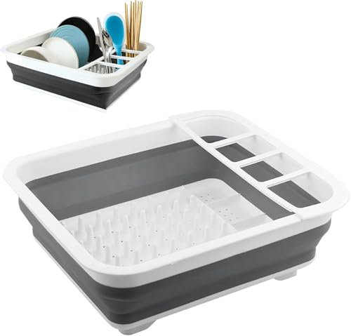 Zoyiancy Dish Drainer Crockery Foldable Drainer Plastic Drainer Rack for Camping Caravan Kitchen Cutlery