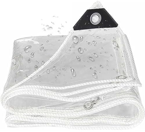Wasserdichte transparente Plane mit Ösen, 1,2 x 2 m, robuste Plane für Gartenmöbel, Gartenpavillon, Pflanzen, winddicht und faltbar, ideal für Terrassenschutz und Privatsphäre