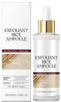 Peel Shot Glow Rice Ampoule Duo - Ampolla de arroz blanco, ampolla de arroz negro, exfoliante suave para rostro y cuerpo, células muertas de la piel, eliminador de puntos negros para todo tipo de piel