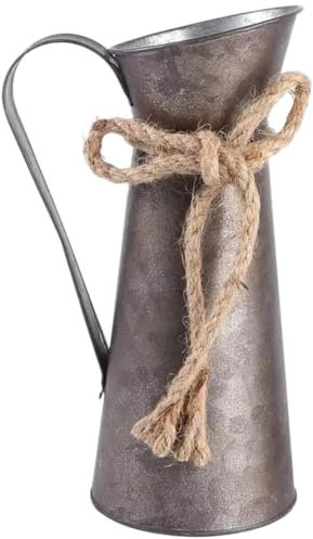 HiyyFloy Pichet À Lait en Métal Vintage, Décoration Shabby Chic, Pichet Rustique en Métal, Vase À Fleurs Vintage pour Décoration De Maison/Mariage