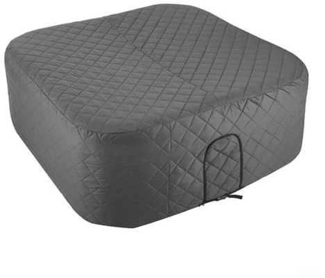 Aufblasbare Thermo-Abdeckung, Thermo-Whirlpool-Abdeckung, drei Pumpen-Wartungsanschlüsse, wasserdicht und UV-beständig, für die meisten Standard-Whirlpools (grau)