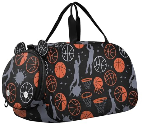 Foiosoh Sporttasche für Mädchen mit Basketball-Motiv, mit Schuhfach, leichte Sporttasche für Jungen und Mädchen