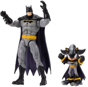 DC x Sonic Shadow 6cm & Batman 13cm Action Figure Multipack | Officially Licensed by Jakks Pacific, Includes Classic Action Figures, Sonic x DC Collectibles