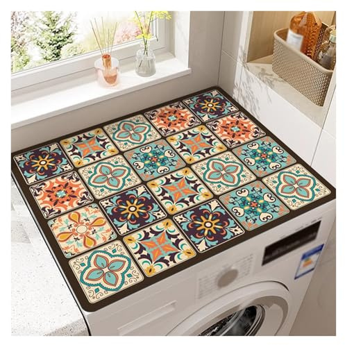 Vnook Washing machine dust protection mat, dryer top protector, worktop mat, diatom mud, absorbent, for refrigerator, washing machine, dryer, nightstand(Nero,68.5x68.5cm)