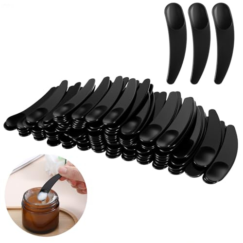 Guduling 200 Stück Spatel Kosmetik, Cremespatel, Kosmetikspatel für Creme, Maske Scoop für Gesichtsmasken und Hautpflegeprodukte zum Mischen und Proben (Schwarz)