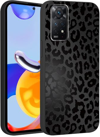 Saqmkil Handyhülle für Xiaomi Redmi Note 11 Pro（4G/5G）2022 Hülle, Leopard Muster Aesthetic Mädchen Frauen Case, Weich Silikon Dünn TPU Stoßfeste Schutzhülle Cover für Redmi Note 11 Pro 6,67,Schwarz 1