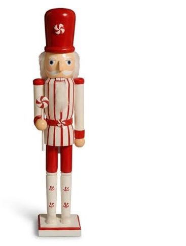KAROLINE&CO. Schiaccianoci in legno, 60 cm, rosso e bianco, decorazione decorativa per Natale, decorazioni natalizie e decorazioni natalizie, decorazioni natalizie