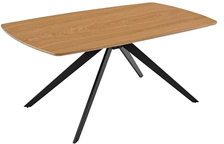 byLIVING Esstisch Jason, Echtholzfurnier & abgerundete Kanten, Küchentisch | Tischplatte in Eiche natur, Spinnenfußgestell in schwarz, 160 x 90, H 75 cm