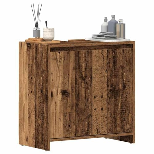 HETFTJN Mueble bajo lavabo de madera antigua, 60 x 33 x 60 cm, de madera con espacio de almacenamiento, diseño moderno, resistente y fácil de limpiar, para baños pequeños y WC de invitados