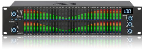 31-Band Digital Stereo Graphic Equalizer with Microphone Feedback Suppressor, Independent High/Mid/Bass Adjustment, 10 Preset Modes, Automatic Noise Reduction for Recording Studio