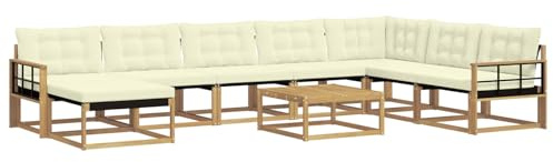 vidaXL Outdoor-Sofagarnitur 9 pcs Weiß und Creme 79 x 79 x 37 cm, Moderne Gartenmöbel, langlebiges Sofaset, entspannende Lounge, Sitzgelegenheit für Terrasse