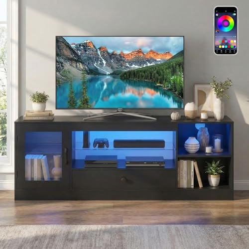 145CM LED TV Stand Cabinet for 55/60/65in TVs,Gaming Entertainment Center