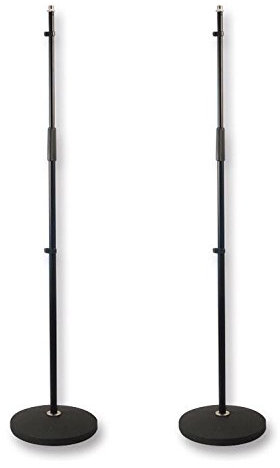 2 x Pulse Mic Stand Round Base Heavy Duty Black Band PA Microphone PLS00055