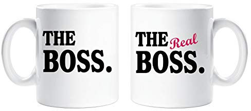 60 Second Makeover Limited The Boss The Real Boss Couples Mug Set Parents Present Husband Wife Boyfriend Girlfriend Valentines Gift Christmas Anniv