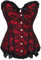 KUOSE Damen Vollbrust Corsage Bauchweg Korsage Top Übergrößen Schwarz, Rot-1, EUR(46-48)5XL