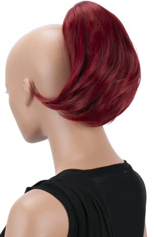CAISHA Haarteil Nora Dutt Zopf Bun Mit Butterflyklammer Haarknoten Brautfrisur Hepburn-Dutt Haargummi Rot H415