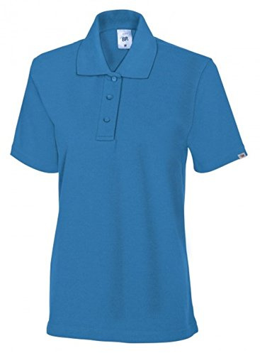 BP 1648-181-116-XL Poloshirt für Frauen, 1/2 Ärmel, Polokragen mit Knopfleiste, 64 cm, 220,00 g/m² Stoffmischung, azurblau, XL