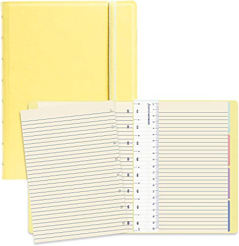 Filofax B115061U Notizbuch, nachfüllbar, klassisch, Pastellfarben, 112 Seiten, cremefarben Inklusive 4 Indexen (eins mit Tasche), Lesezeichen und Gummibandverschluss, Zitronengelb