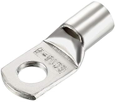 sourcing map Copper Wire Lugs,10AWG SC16-6,Bolt Hole,Battery Cable Ends Eyelets Crimp Tubular Ring Terminals Connectors Silver Tone 10Pcs