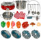 Koolbitz Kids 25PCs Complete Kitchen Playset Tea Pots & Pans Toys with Cutting Play Food Cookware Stainless Steel Utensils Gift for Toddlers Ages 3 Years+ Above