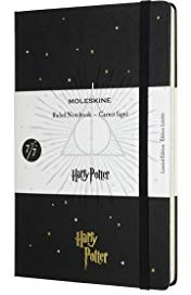 Moleskine - Harry Potter Limited Edition Notizbuch, Linierte Seiten, 7/7 Heiligtümer des Todes Edition, Hardcover mit thematischen Grafiken und Details, Größe 13 x 21 cm, schwarz, 240 Seiten