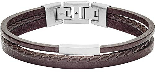 Fossil Armband Für Männer Vintage Casual, Länge: 180mm - 195mm Braun Lederarmband, JF03323040