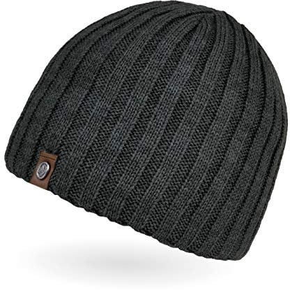 Neverless® Beanie Herren Strick-Mütze Winter-Mütze Rippstrick Optik dunkelgrau
