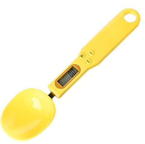 Utoolmart Measuring Spoons Electronic Kitchen Digital Food Spoon Scales Accurate Weighing Teaspoon Scale in Grams Oz with LCD Display 1.1lb/500g(0.1g)-Yellow