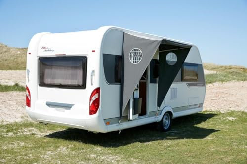 Isabella Eingangstür-Markise für Wohnwagen | Überdachung für die Caravan-Tür schwarz-antrazit