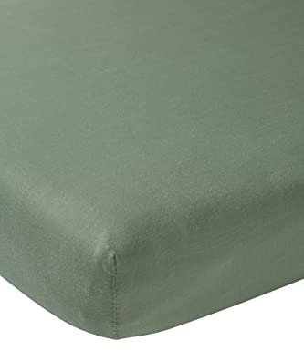 Meyco Baby Uni Spannbettlaken für die Laufgittermatratze (Bettlaken mit weicher Jersey-Qualität, aus 100% Baumwolle, perfekte Passform durch Rundum-Gummizug, atmungsaktiv, Maße: 75 x 95cm), Waldgrün