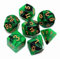 CREEBUY Polyedrisches Würfelset für Dungeon and Dragons, Rollenspiele, 7-teiliges Würfelset, Grün mit Schwarz