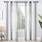 MRTREES Voile Gardinen Kurz Vorhang Halbtransparent Streifen Stores Schals mit Ösenschal Moderner Wohnstil Weiß+Grau 215×140cm (H×B) für Dekoration Kinderzimmer Wohnzimmer Schlafzimmer 2er-Set