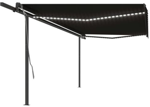 vidaXL Markise Automatisch mit LED Windsensor Gelenkarmmarkise Sonnenmarkise Balkonmarkise Sonnenschutz Sichtschutz Terrasse Garten 5x3m Anthrazit