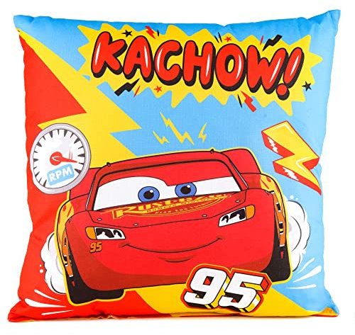 Disney Home Cars - Dekokissen mit Füllung und Reißverschluss - 40x40 cm - Wurfkissen mit Füllung, tolles Deko-Kissen für Sofa, Couch, Wohnzimmer und Schlafzimmer - weiches Kuschelkissen