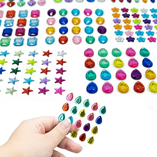 Glitzersteine Selbstklebend Strasssteine Selbstklebend, Strasssteine Acryl Bunt Selbstklebende Schmucksteine Verschiedene Formen Crystal Edelstein zum Aufkleben,Verschiedenen Formen(8 Blätter)