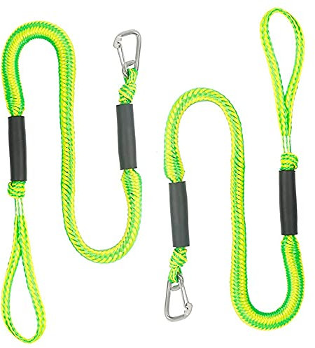 Acmdehk 2Pack 4Ft Boat Bungee Dock Line with Mooring Rope Boat Accessories for Boats Pontoon,Green