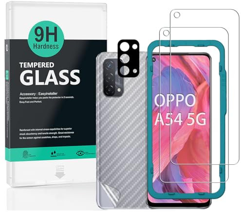 Ibywind Schutzfolie kompatibel mit OPPO A74 5G/A54 5G,mit Metall Kamera Schutzfolie,Carbon Fiber Skin für die Rückseite, Inklusive Easy Install Kit (Zentrierrahmen)