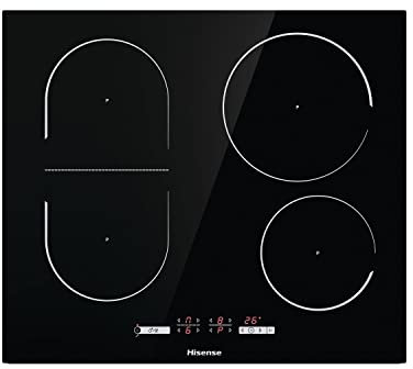 Hisense I6433C7 - Placa de cocina de inducción, 4 zonas de cocción con función Bridge, función Power Boost, temporizador de cocción, negro, 595 x 58 x 520 mm