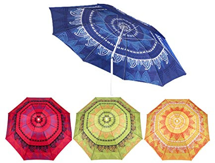 Vivo Technologies 1.9M Garden Parasol Umbrella Tilt Mandala Outdoor Sun Shade, 6.5Ft Sunshade Canopy Tilting Uv Protective For Beach, Garden, Pool And Patio