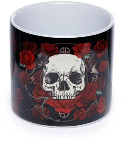 Generisch Totenkopf Rosen Skull Totenschädel Gothic Keramik Pflanztopf Blumentopf Deko klein
