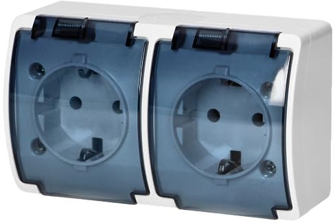 ORNO OE-7106(GS)/WT Enchufe Superficie 2x2P+Z Schuko IP44