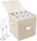 LotFancy Champagnerflöten-Aufbewahrungsbehälter für Umzug, Hartschale, stapelbar, 30,5 cm hoch, Stielglas-Aufbewahrungsbox mit Trennwänden und Griffen, Weinglas, Kristallglas, Trinkgeschirr-Etui,