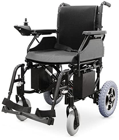 QUIRUMED Silla de ruedas eléctrica plegable EASY PLUS, Acero, Autonomía 20 Km, Frenado electromágnético, Velocidad máxima de 7 km/h, Para mayores, Para minusválidos