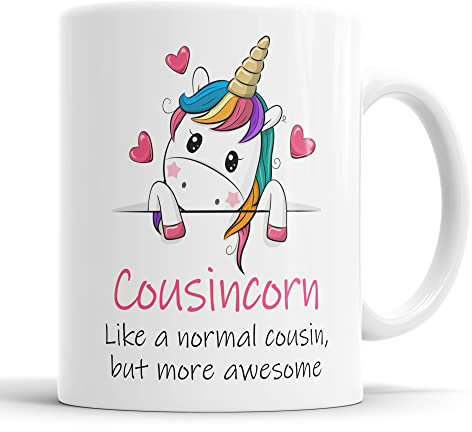 Cousincorn Mug Cousin Unicorn Cup for Fathers Day Birthday Christmas Funny Mug Present for Cousin Girl (Pink)