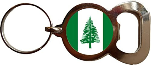 Norfolk Island Australia Bottle Opener Metal Keyring and Velvet Gift Bag