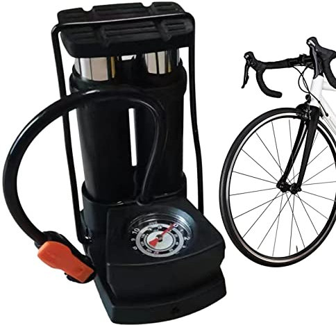 Fahrradpumpe – Doppelzylinder-Fußpumpe mit genauer Messanzeige, Luftpumpe für Ball, Fahrrad, Motorrad und Auto Keloc