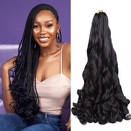 WoWCFyyds 8 Packs French Curl Braiding Hair 20 Inch Loose Wave Spiral curly braiding hair extensions 75g/Pack Soft French Curls Synthetic Hair Extensions for Braiding(1B)