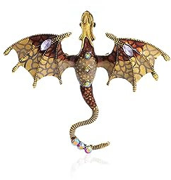 Broche Dragon Email Vintage Punk Animal Accessoire Vêtement Chapeau Sac Dominateur Vol Accessoire Personnalité Homme Femme, Cristal, strass, Cuivre